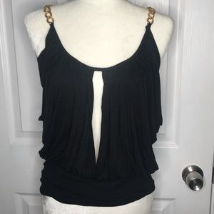 XXI Black Gold Chain Top sz M
